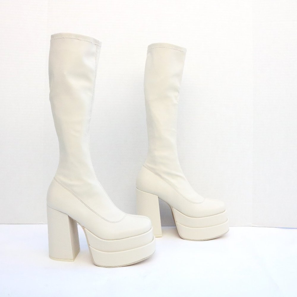 Steve Madden Ivory Platform Knee-High Boots